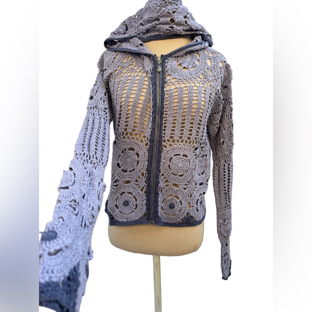 Vintage Y2K Rip Curl Crochet Zip Up Hoodie Size OS - Picture 3 of 12